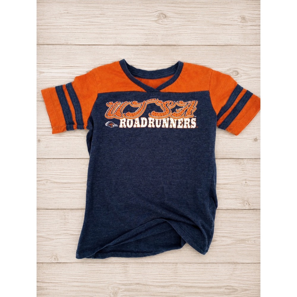 Colosseum UTSA Roadrunners Shirt Girls S 6-6X Navy Orange Rhinestone Tee READ
